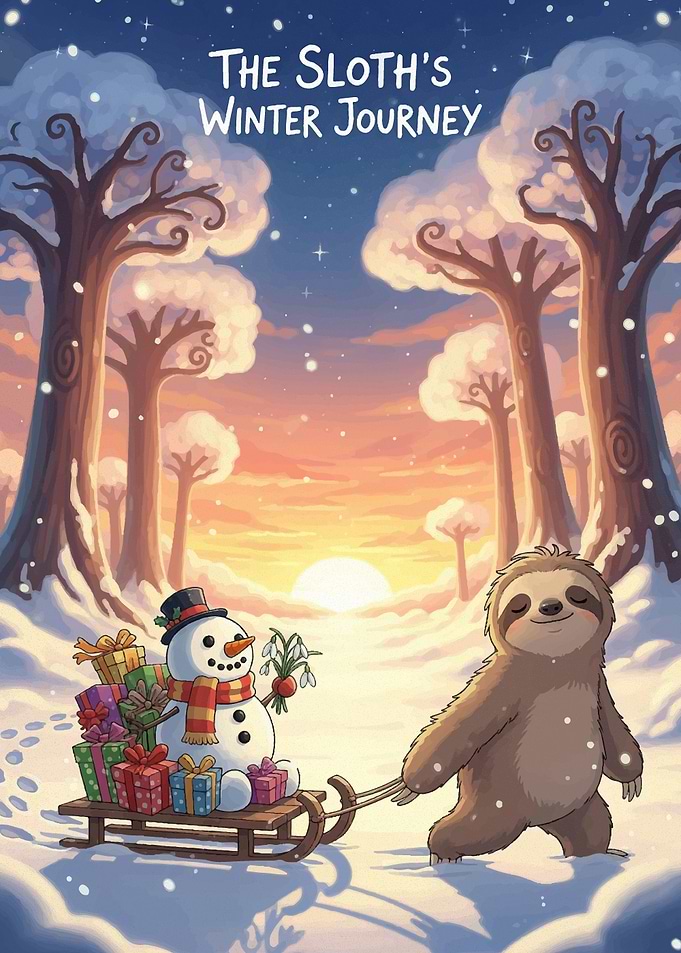 Sloth's Winter Journey Illustration