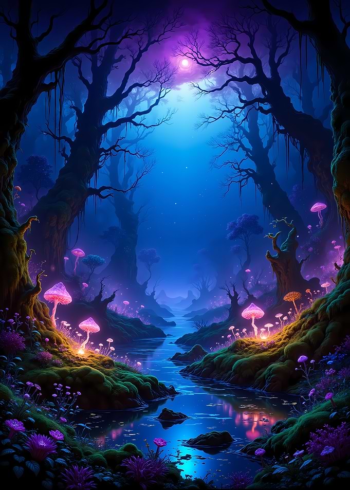 Enchanted Forest with Glowing Mushrooms