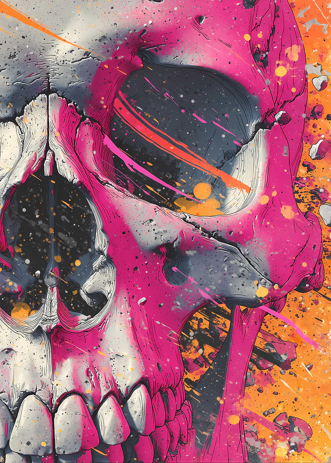 Colorful Skull with Splatter Paint