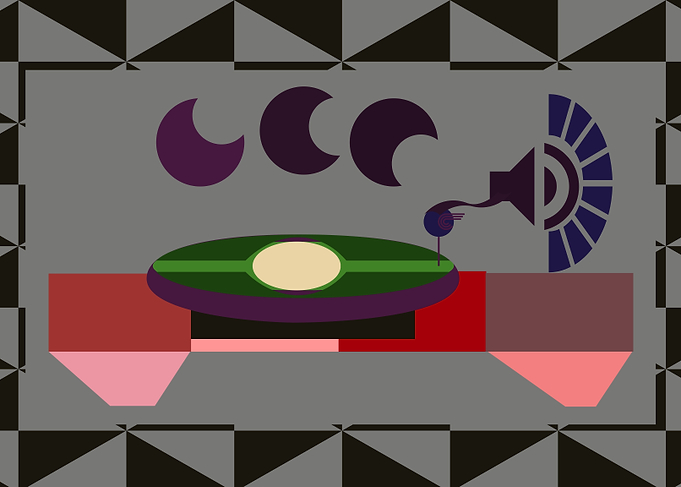 Abstract Turntable with Geometric Background
