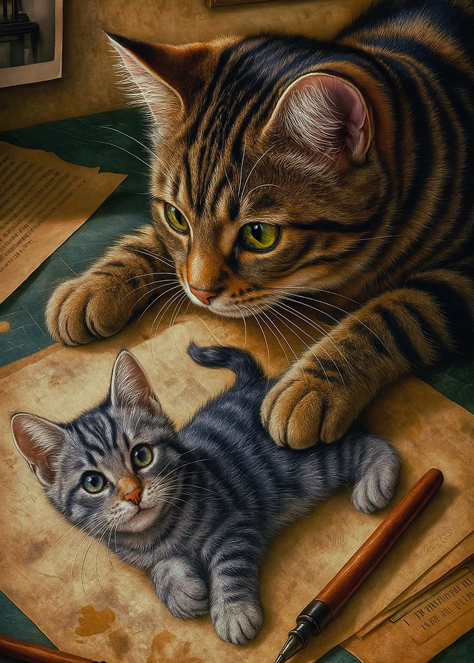 Funny Cats with Kitten Portrait