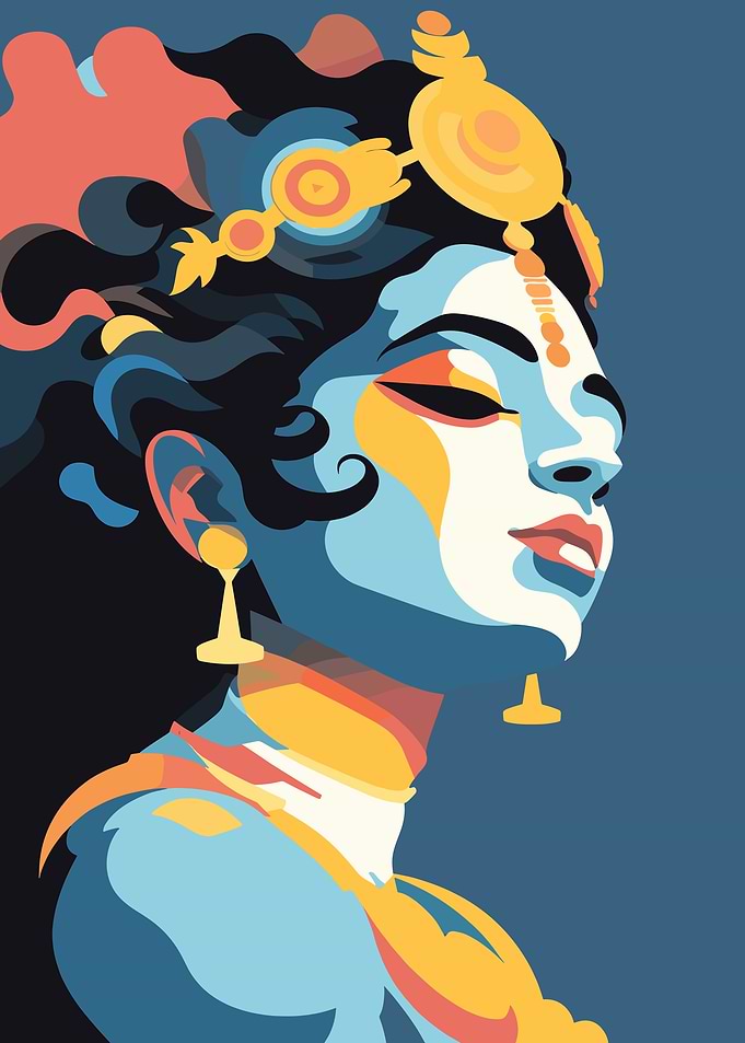 Krishna Portrait in Modern Art Style