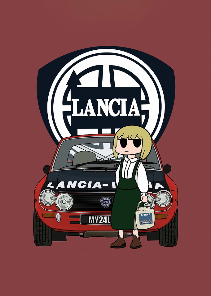 Lancia Rally Car with Anime Girl