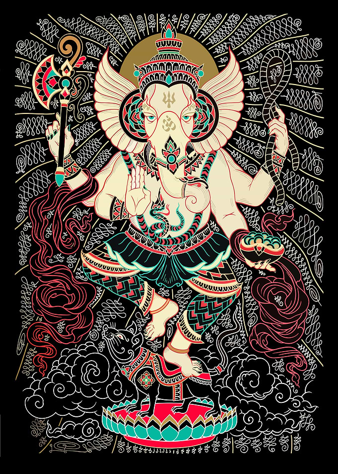 Ganesha Illustration with Intricate Details