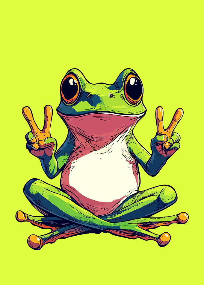 Peace Frog Cartoon Illustration
