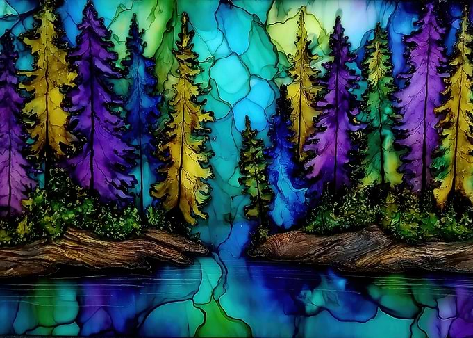 Colorful Forest Landscape Painting