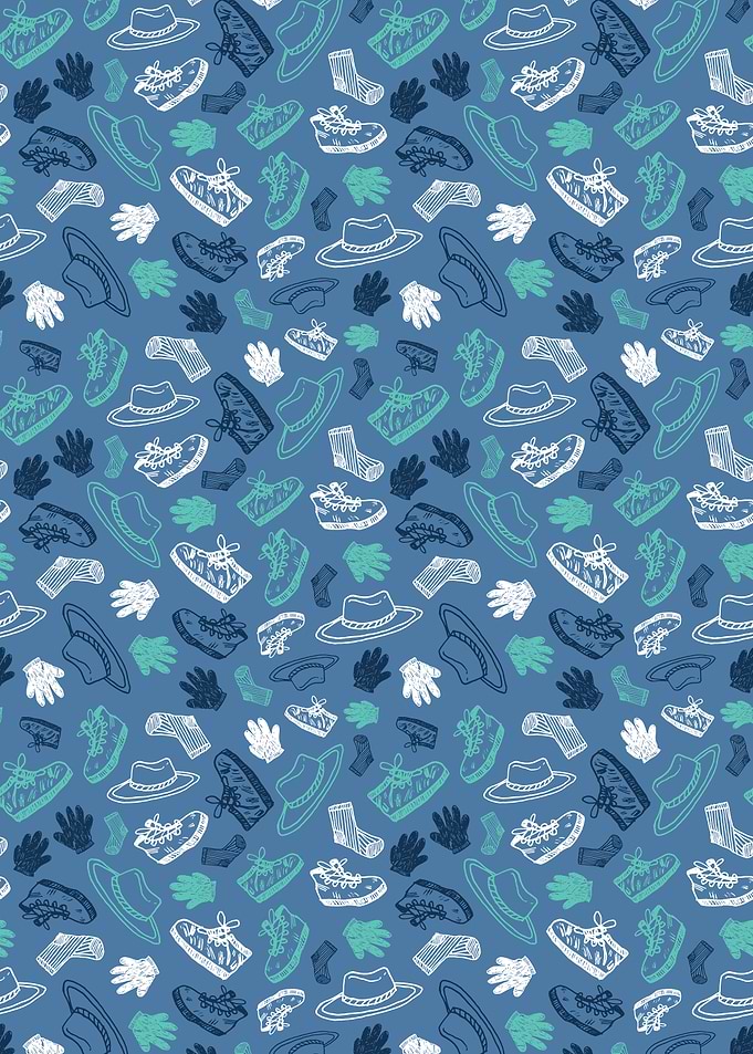 Clothing and Accessories Pattern on Blue