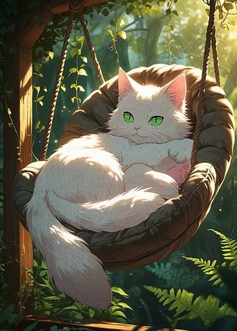Cat in a hammock in nature