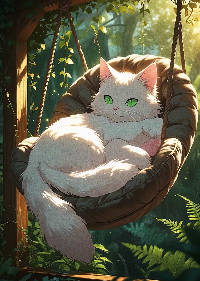 Cat in a hammock in nature