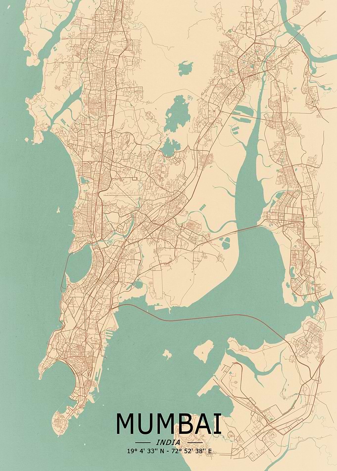 Mumbai Vintage Map