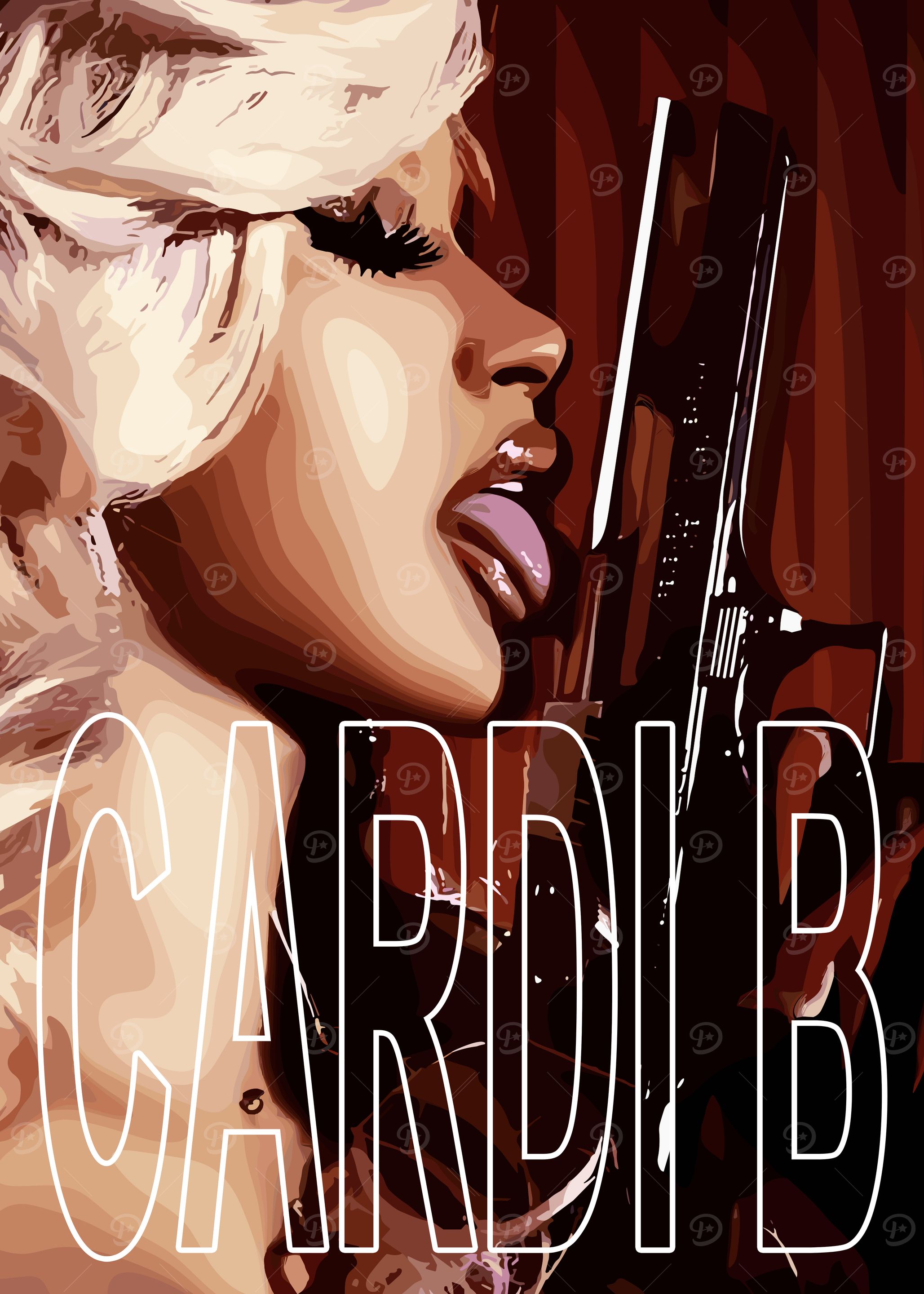 Cardi B with Gun Digital Art
