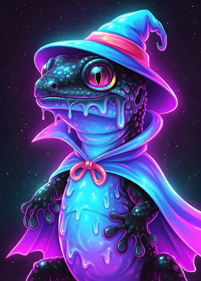 Wizard Lizard with Magic Hat and Cape