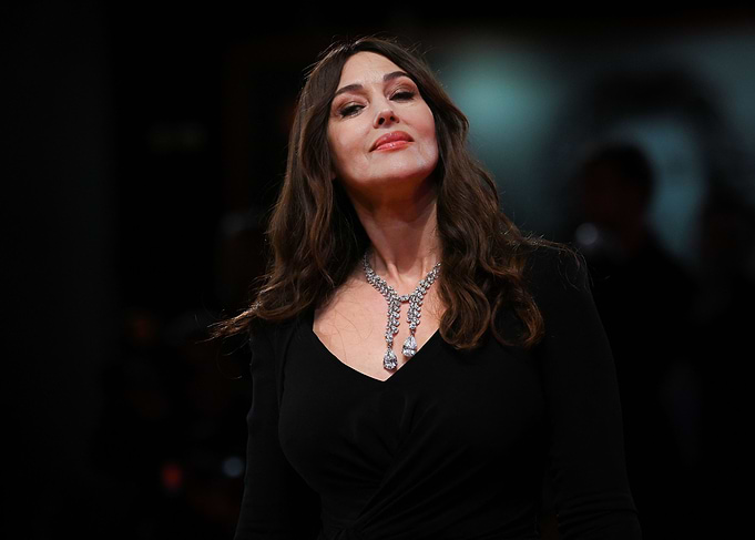 Monica Bellucci portrait on red carpet
