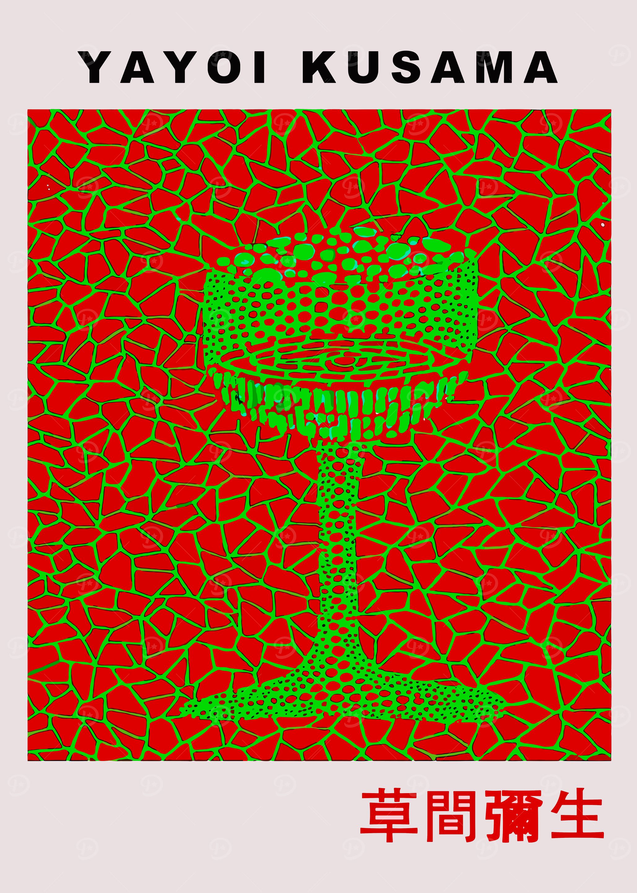 Yayoi Kusama artwork with table