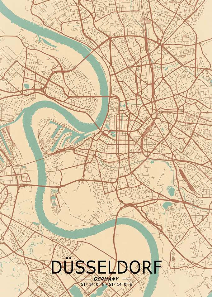 Düsseldorf Vintage Map
