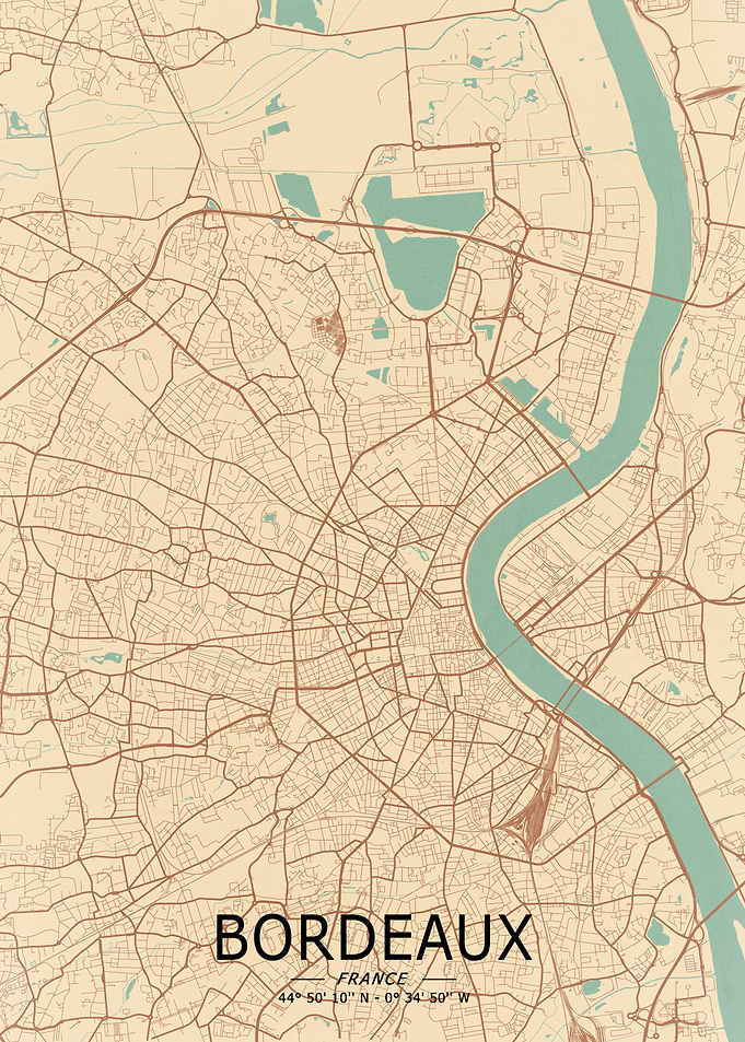 Bordeaux Vintage Map