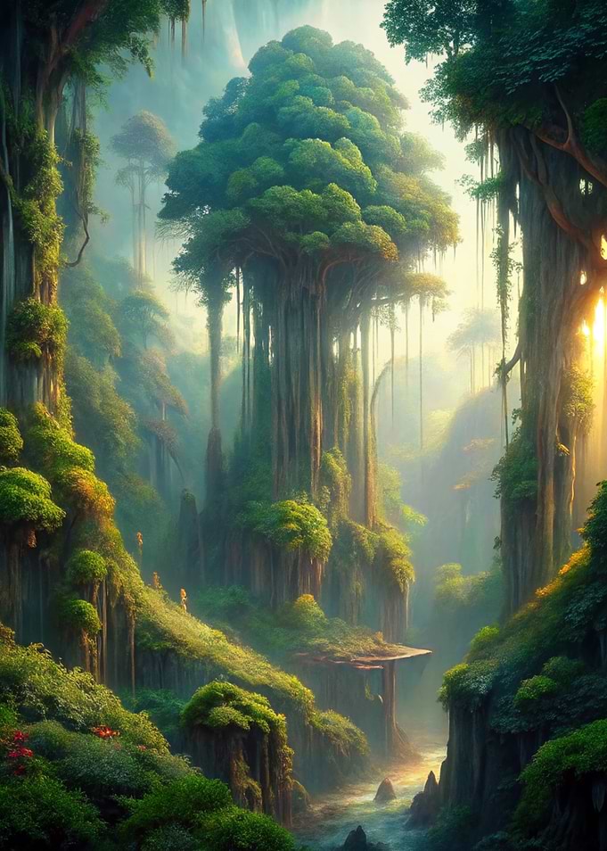 Lush Green Fantasy Jungle Landscape
