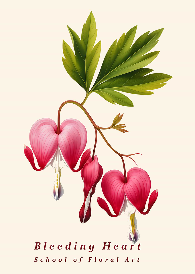 Bleeding Heart Floral Art Illustration
