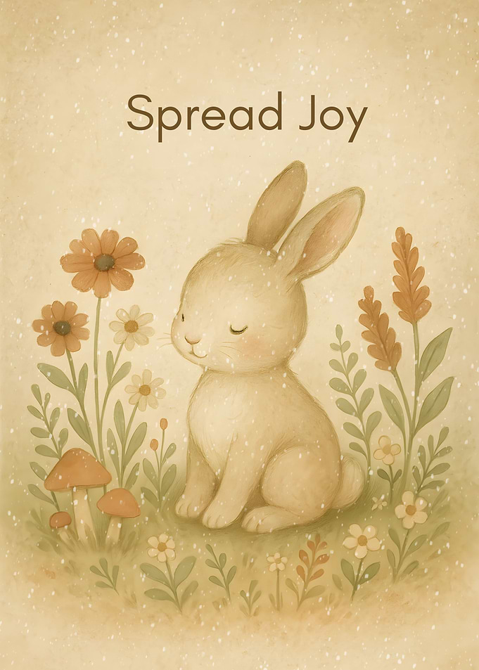Cute Bunny with Flowers: Spread Joy