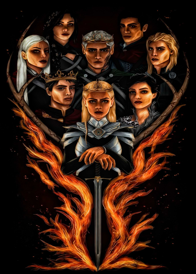Fantasy Characters with Sword and Fire