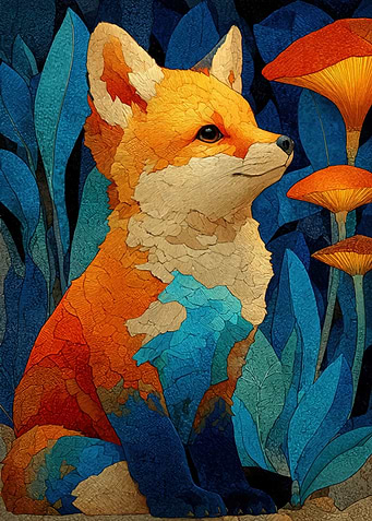 Fox in Blue Forest