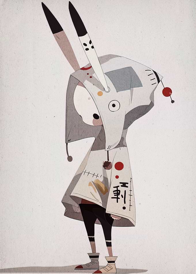 Stylized Character with Rabbit-like Features