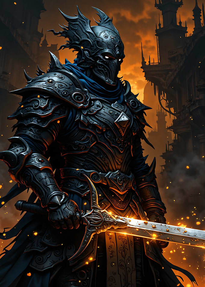 Dark Knight with Glowing Sword