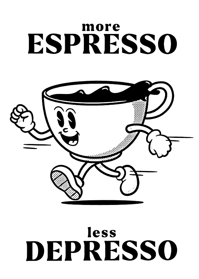 More Espresso Less Depresso Cartoon