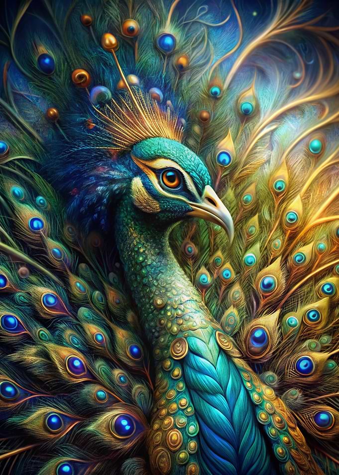 Majestic Peacock Portrait with Vibrant Feathers