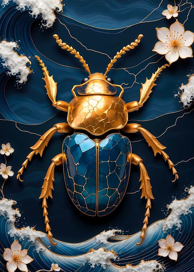 Golden Beetle Kintsugi Art