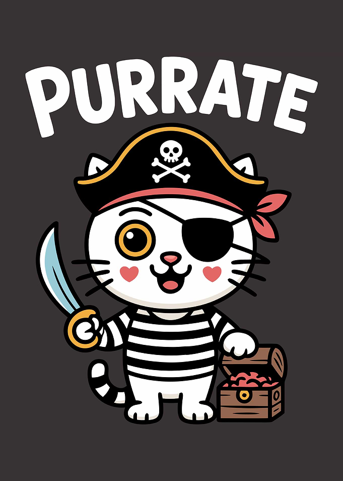 Cartoon Cat Pirate Pun