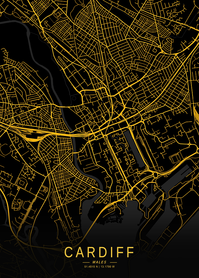Golden Cardiff City Map