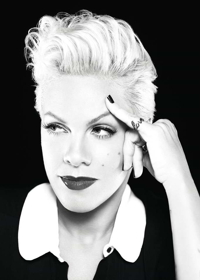 Pink in Black and White Portrait