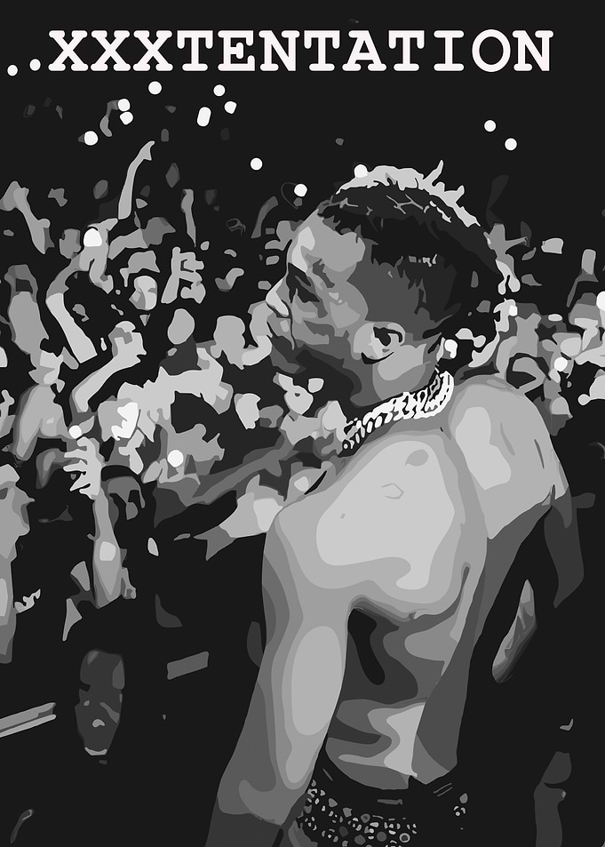 XXXTentacion Concert Crowd Black and White