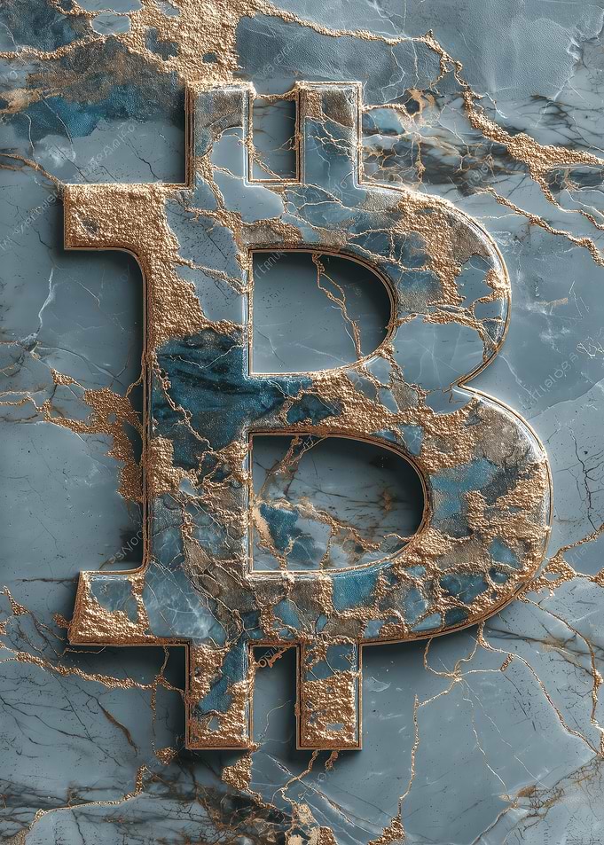 Bitcoin Symbol in Marble and Gold