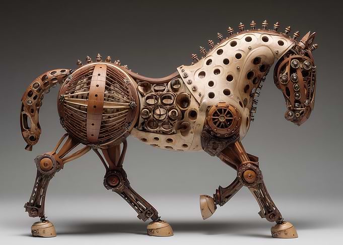 Steampunk Mechanical Horse Sculpture