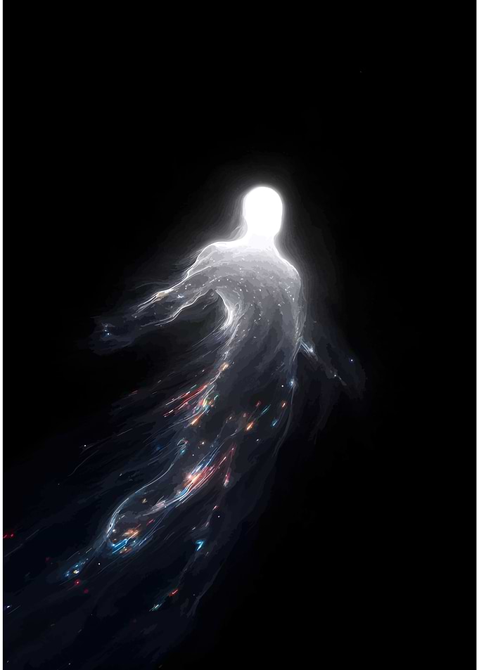 Nebula Humanoid Figure in Dark Space