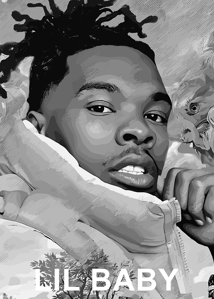 Lil Baby Black and White Portrait