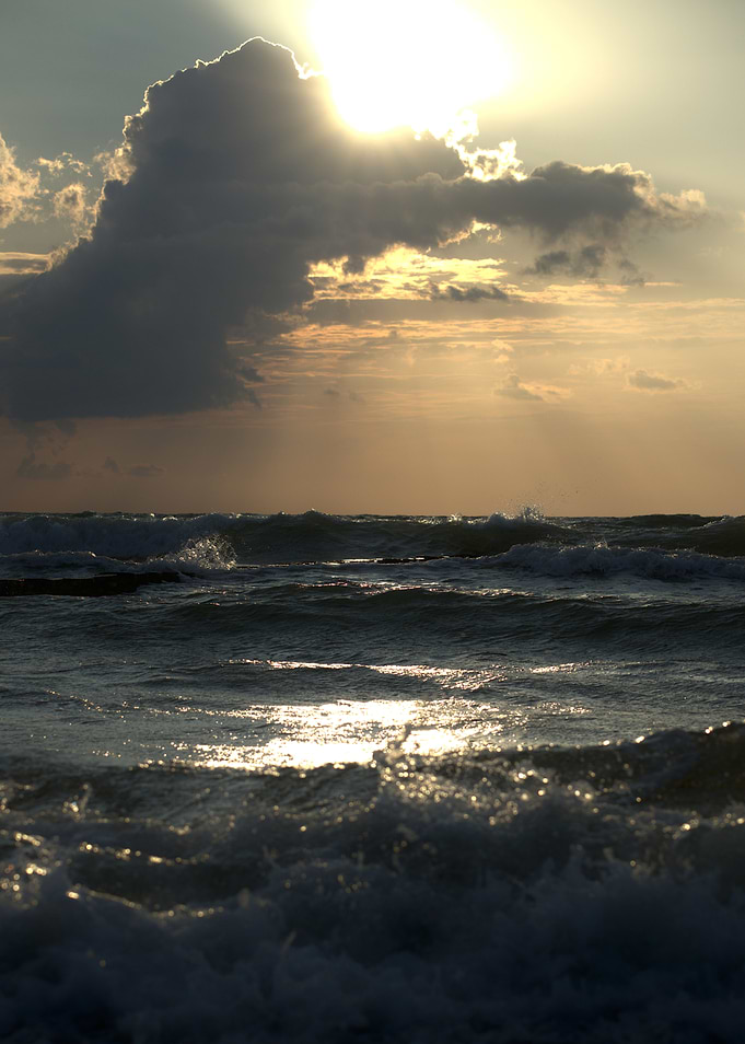 Ocean waves at sunset