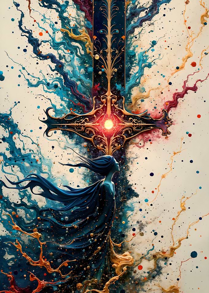 Abstract Sword and Figure Art