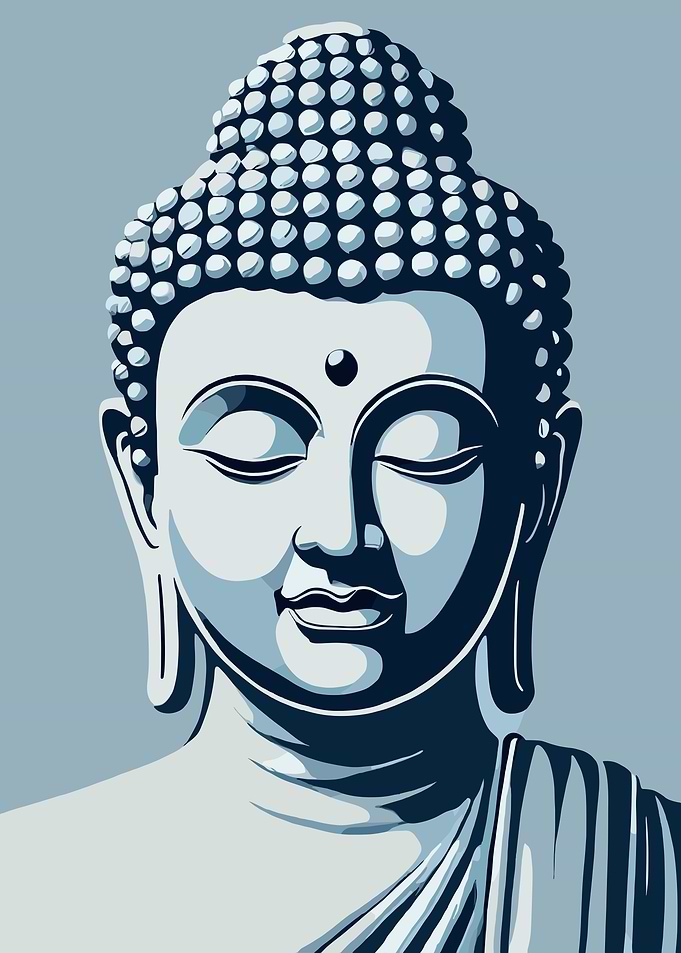 Buddha Portrait in Blue Tones