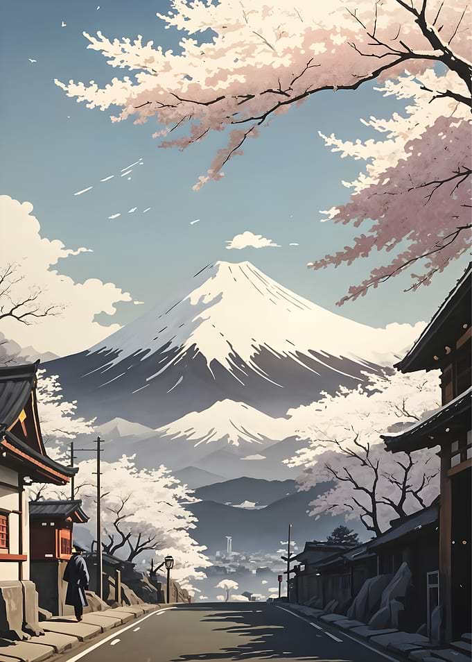 Mount Fuji Cherry Blossom Landscape