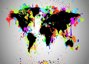 Colorful Splatter World Map