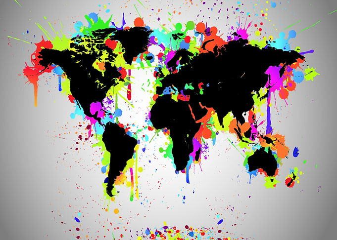 Colorful Splatter World Map