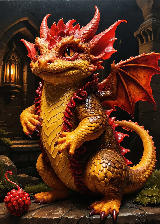 Golden Baby Dragon Portrait — Cute Fantasy 3D Sculpt