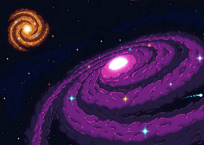 Pixel Art Galaxy with Stars