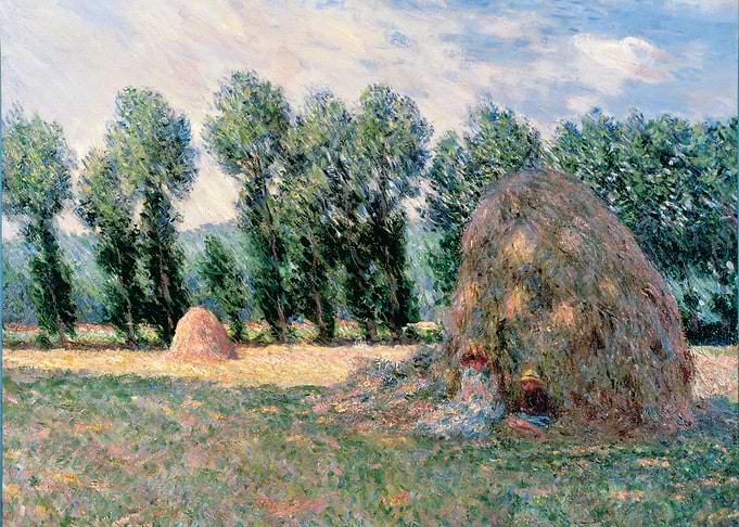 Haystacks in a Field, Impressionist Painting