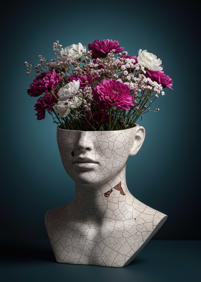 Floral Head Bust Still Life