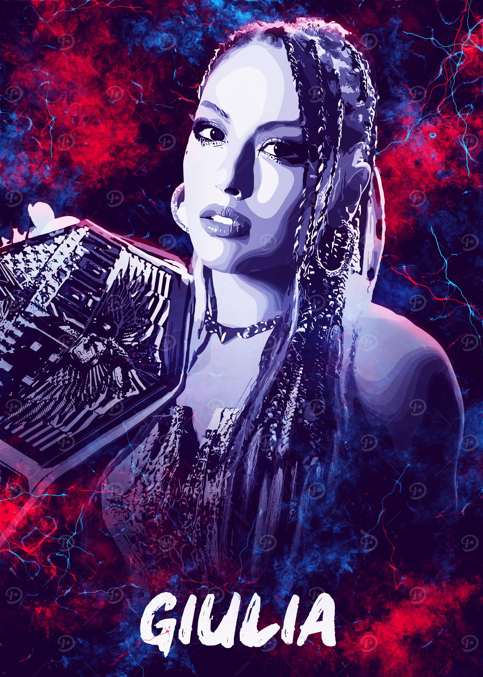 Giulia wrestling champion digital art portrait