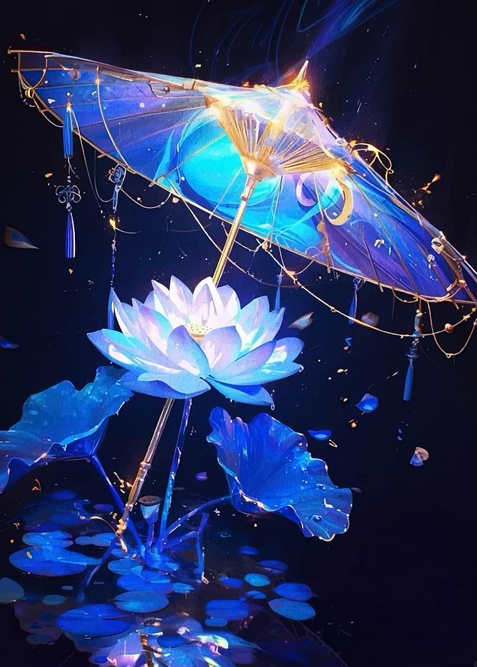 Blue Lotus and Umbrella